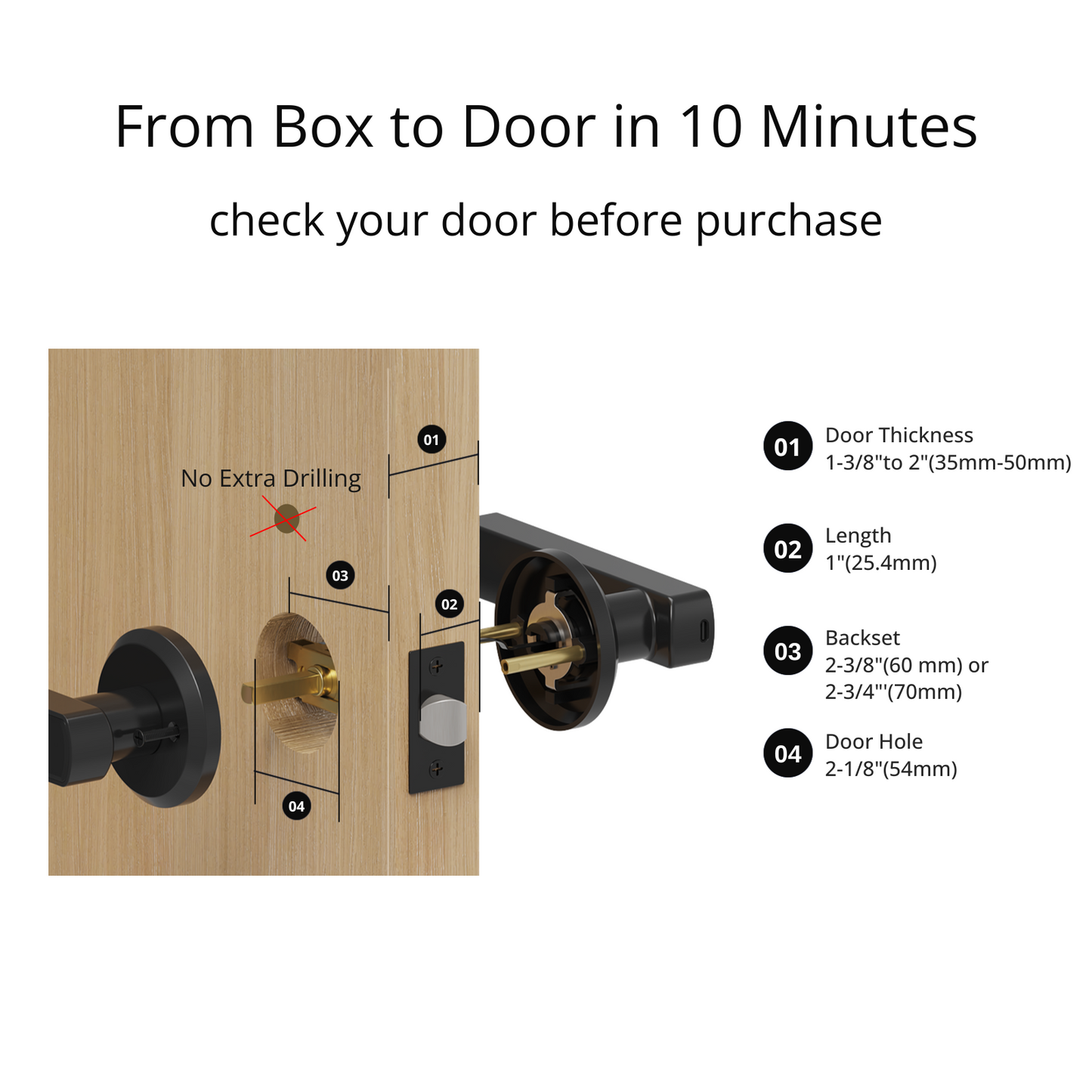 4-in-1 Smart Door Lever Lock with Fingerprint, Key Fob, App & Password Access