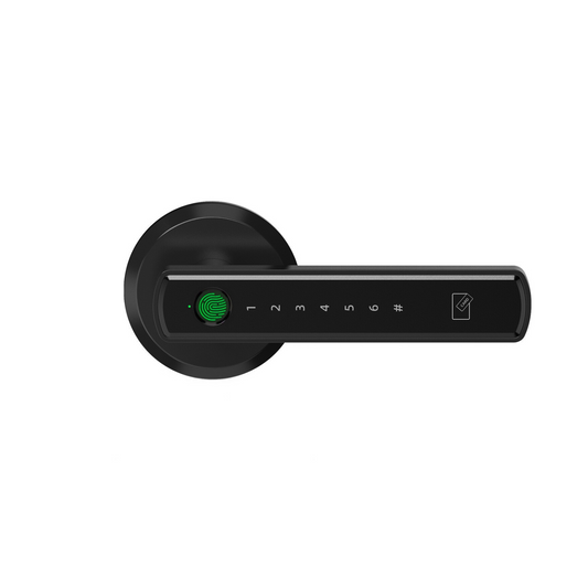 4-in-1 Smart Door Lever Lock with Fingerprint, Key Fob, App & Password Access