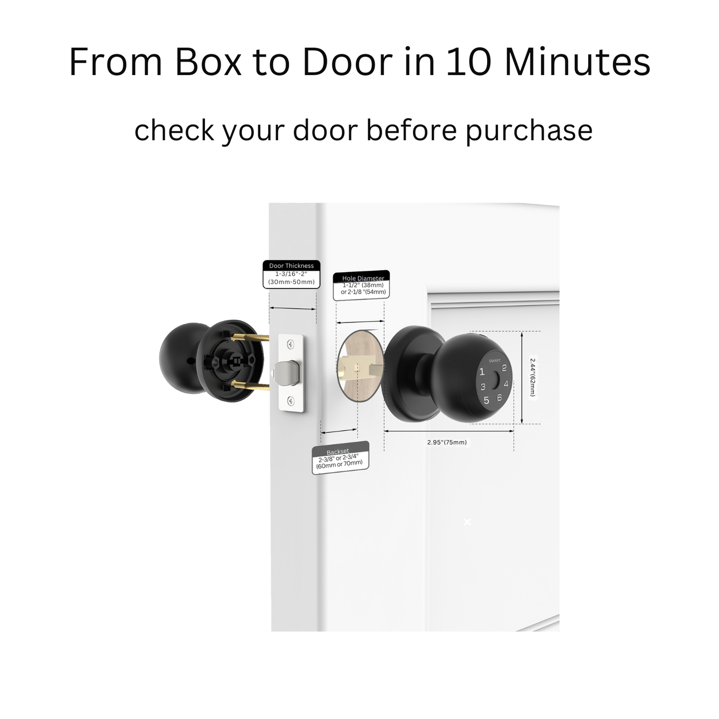 4-in-1 Smart Door Knob Lock with Fingerprint, Key Fob, App & Password Access
